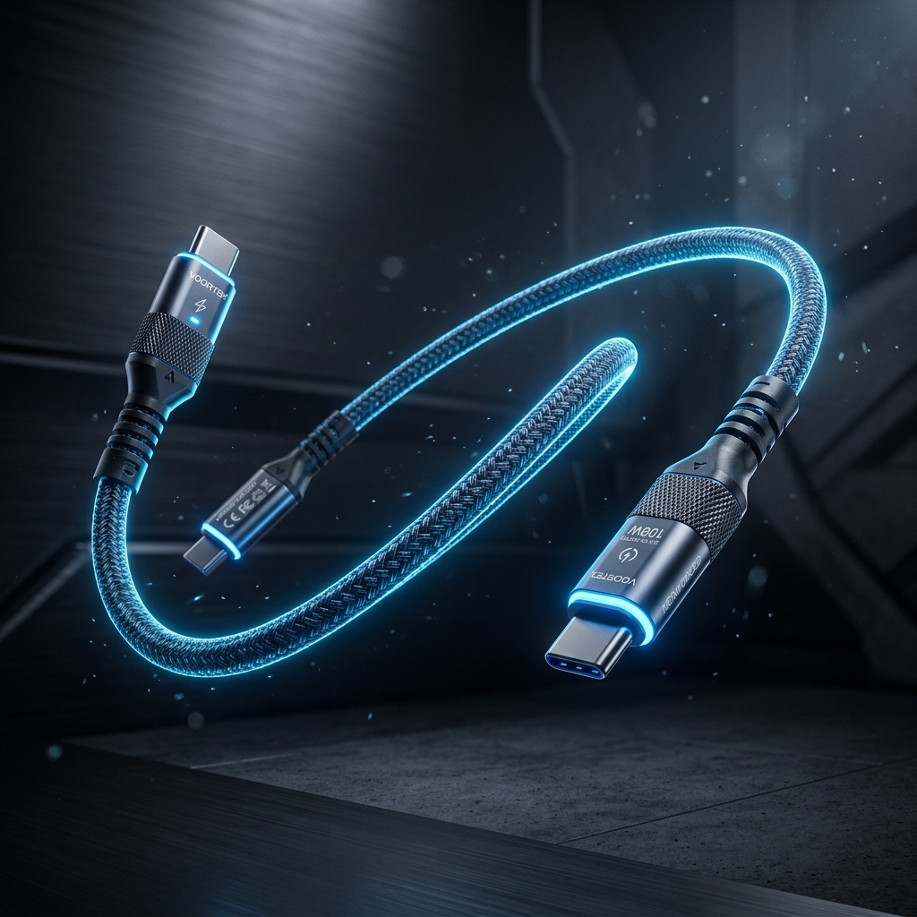 Premium glowing braided USB-C cable